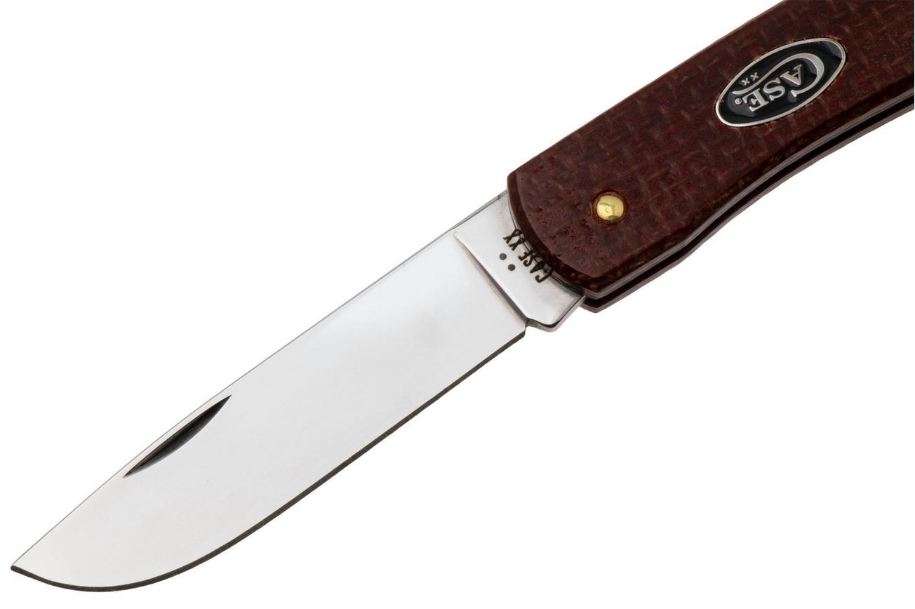 Case Sod Buster Jr, Smooth Dark Red Burlap Micarta, 12273, 10137 CS zakmes