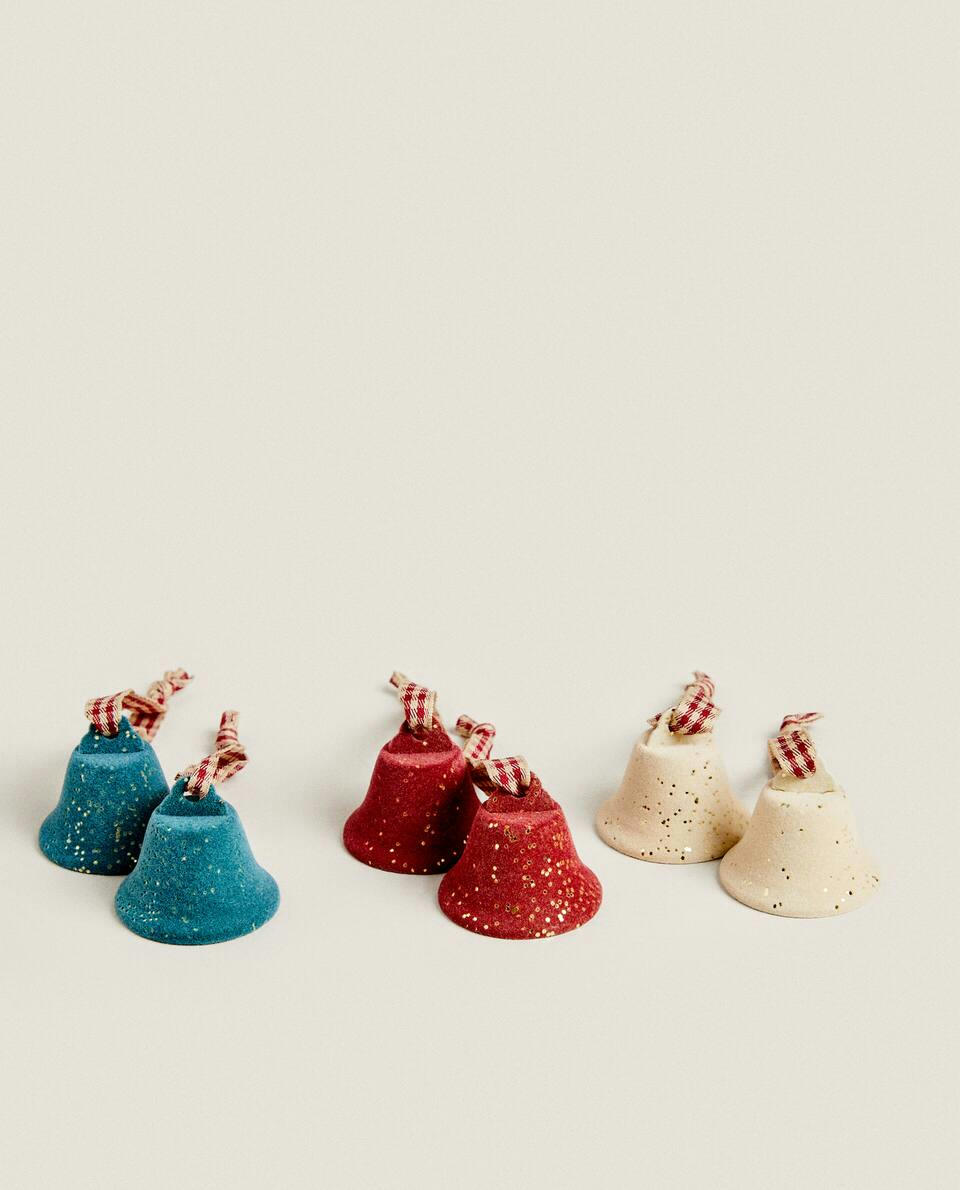 PACOTE DE DECORAÇÕES DE SINOS DE NATAL (PACOTE COM 6)