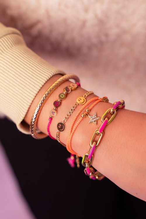 Candy oranje touw armband met ster