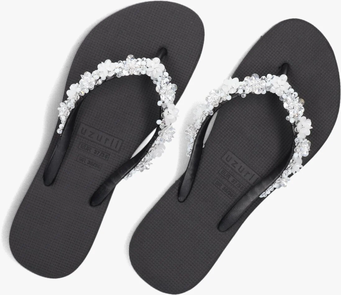 UZURII zwarte uzurii teenslippers precious bloom white