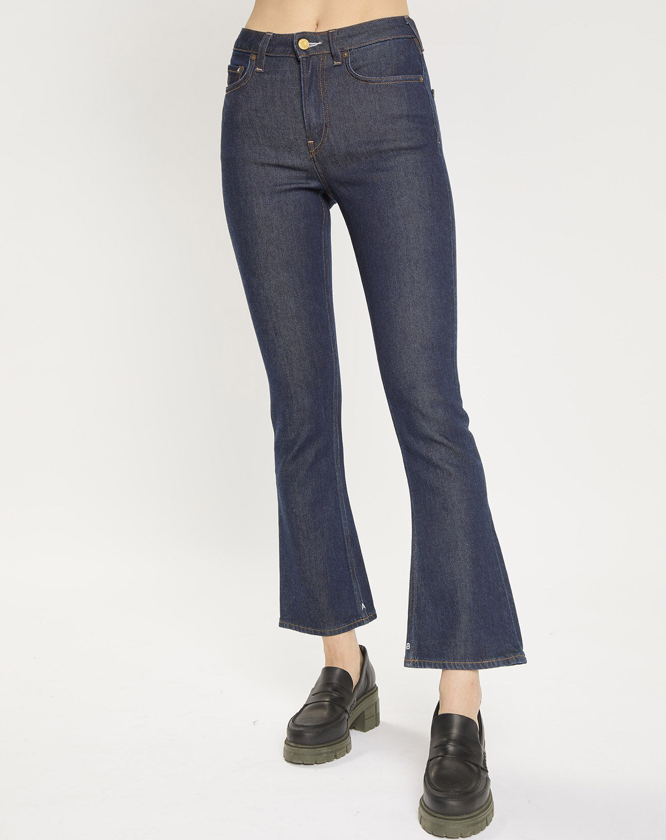Scotch & Soda Jean Taille haute Crop Boot bleu foncé