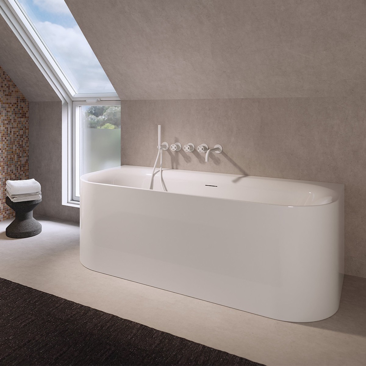 Riho Devotion half vrijstaand bad 180x80cm wit glans met Fall overloop