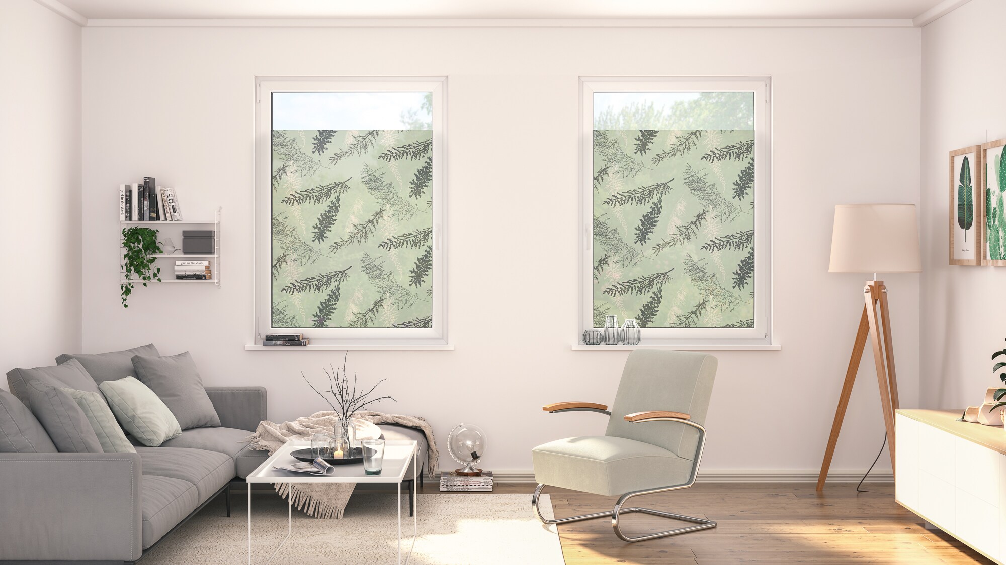 Lichtblick Fensterfolie selbstklebend, Sichtschutz, Fir Branches - Grün