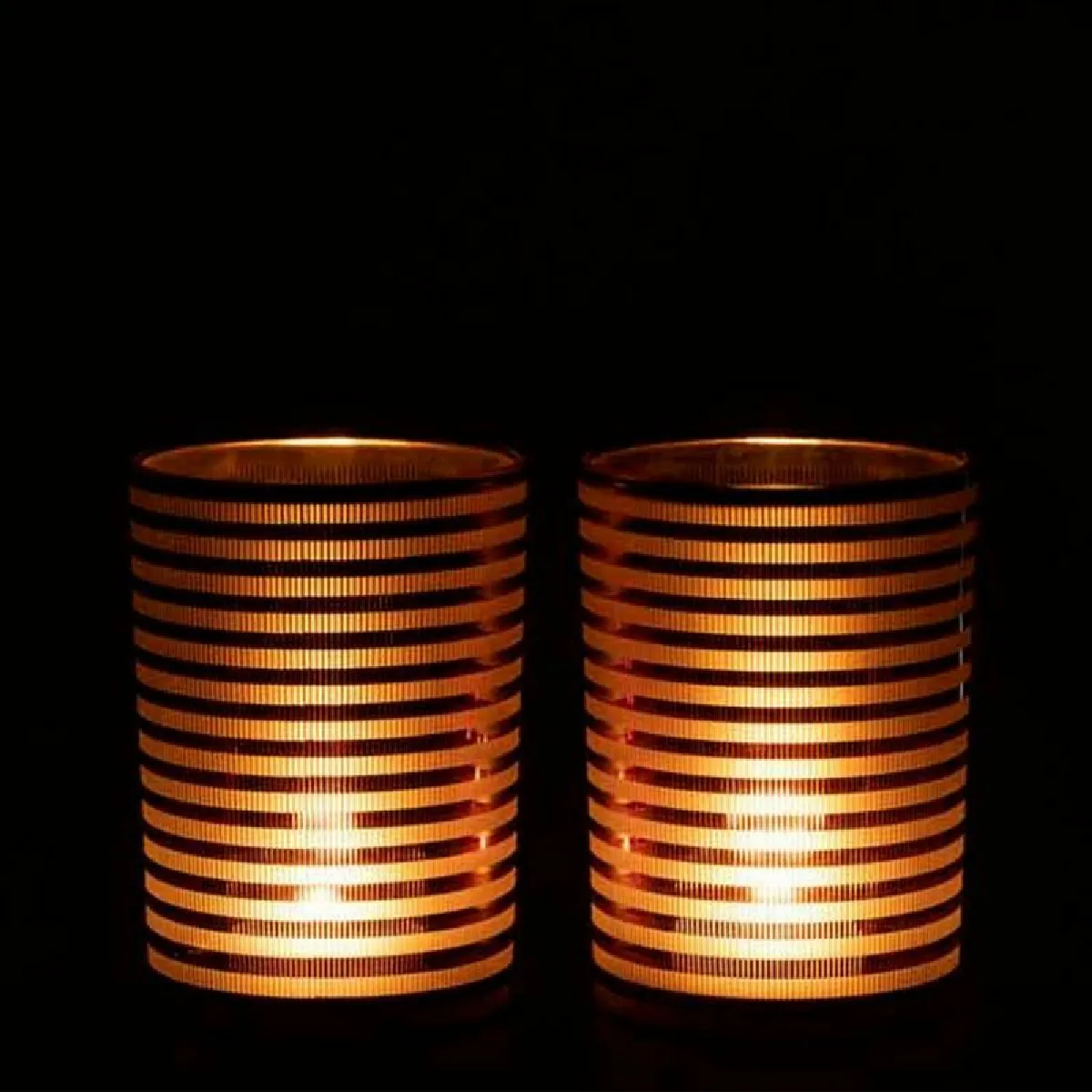 Paris Prix Lot de 2 Photophores Verre Rayé Marron