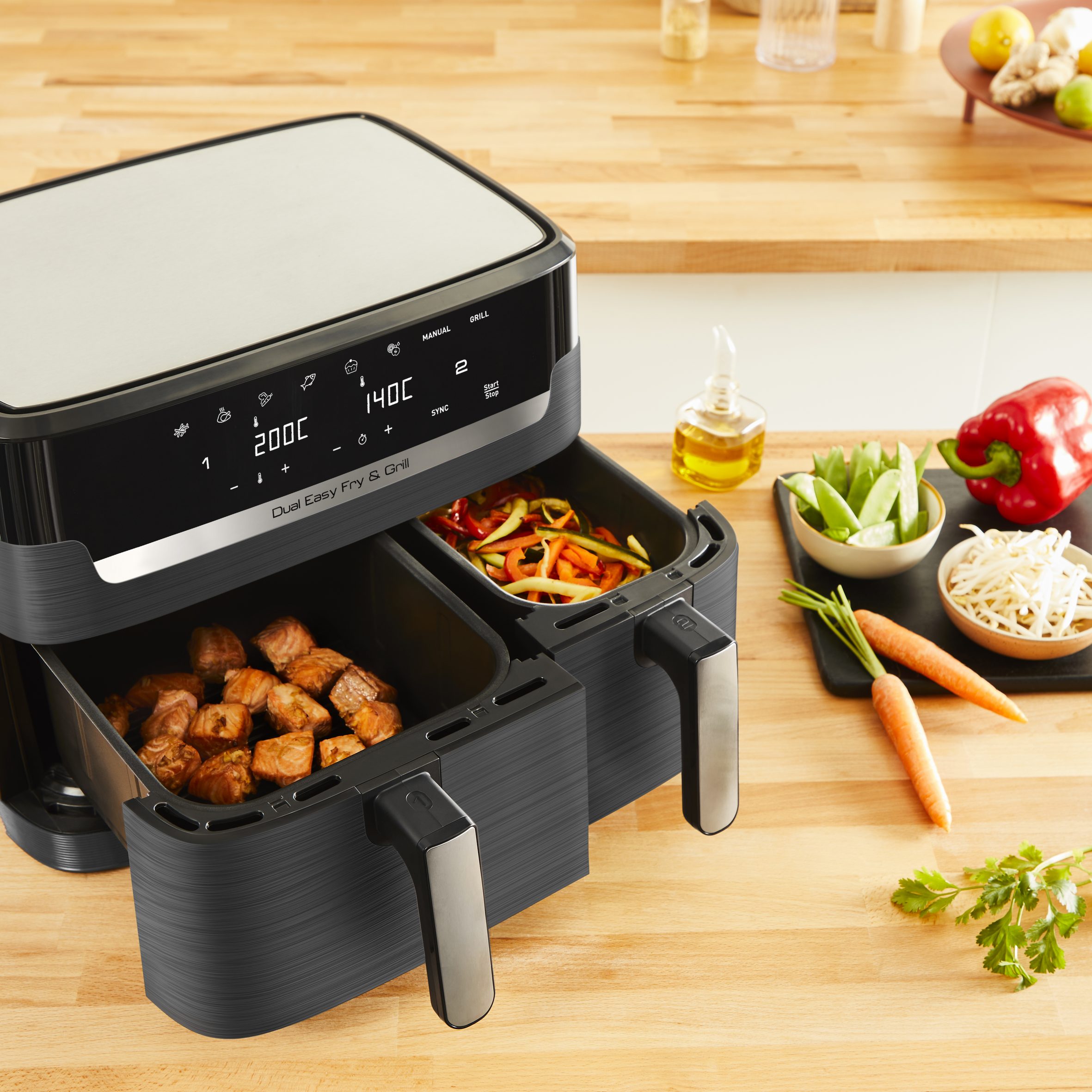 Easy Fry & Grill Dual EY905B Air fryer met dubbele lades - 8 programma's - 8,3 L