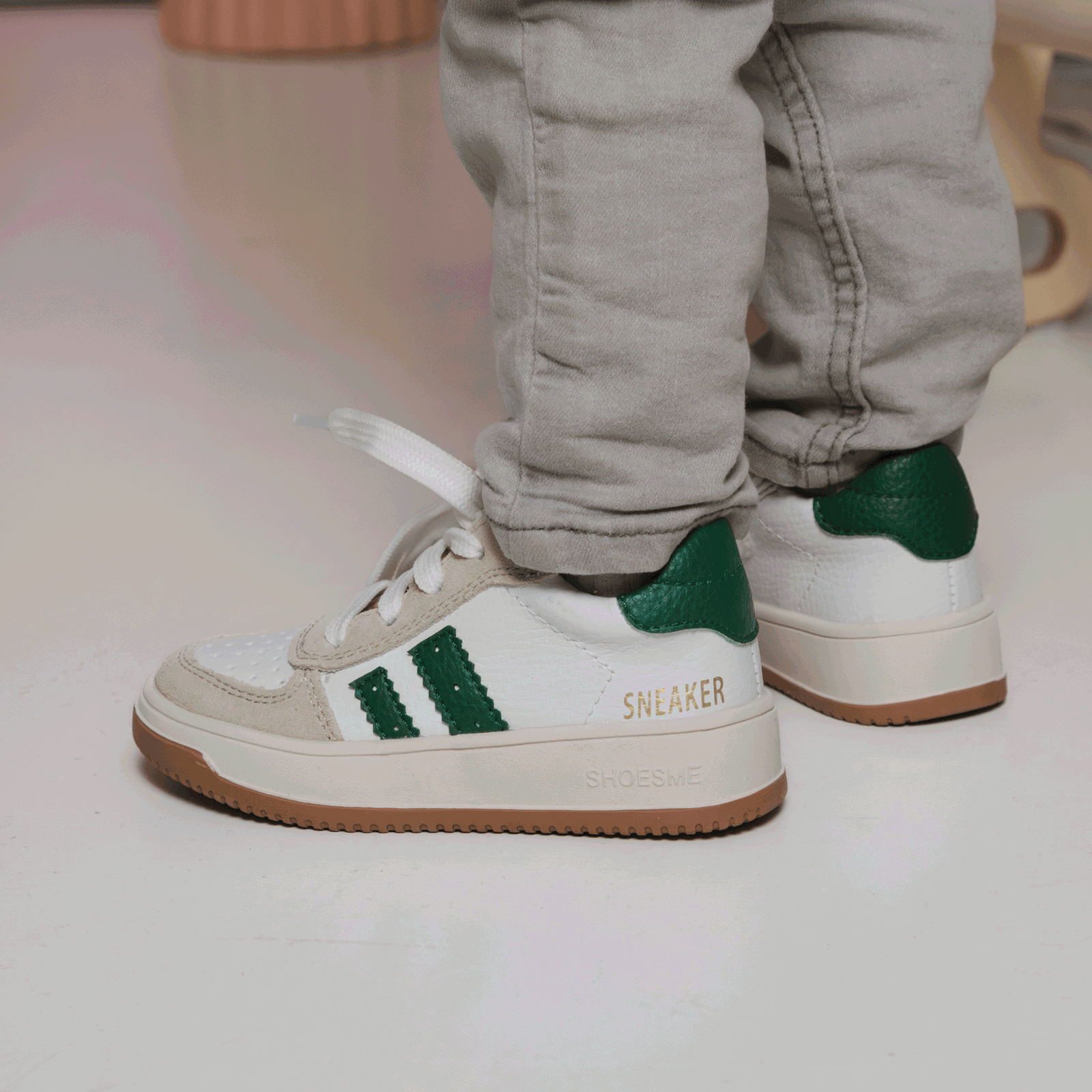 Shoesme wit-groene sneaker Microfiber leer, Suède | Jongens schoenen