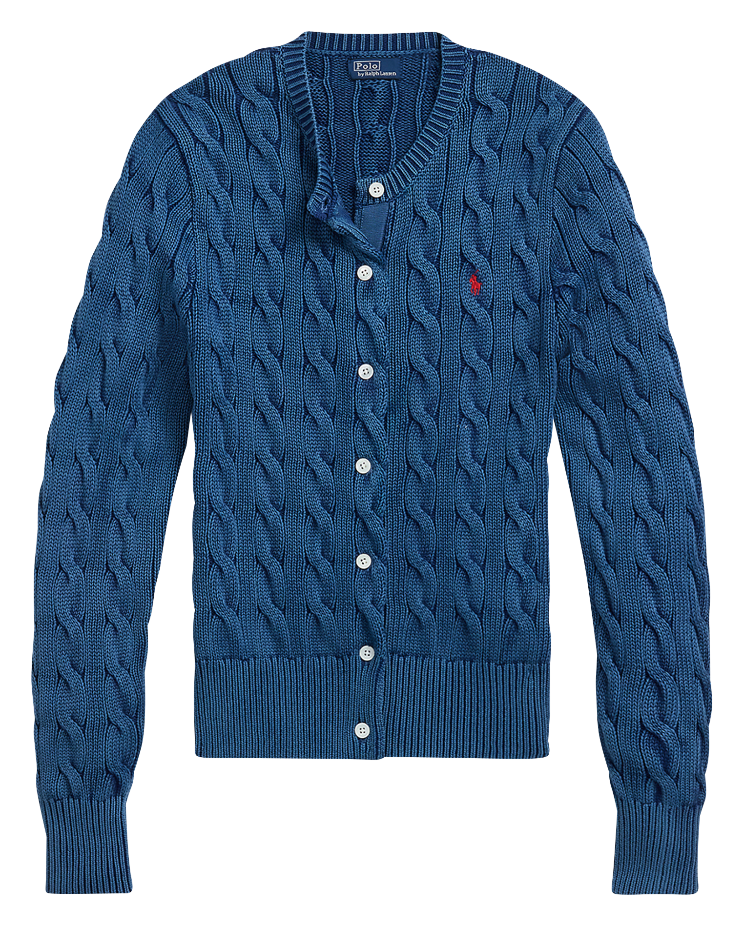 Cardigan droit en coton | Bleu