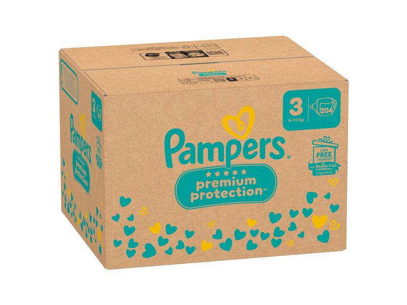 Pampers Windeln Premium Protection Midi Grösse 3 Monatsbox 6-10 kg, 204 Stück
