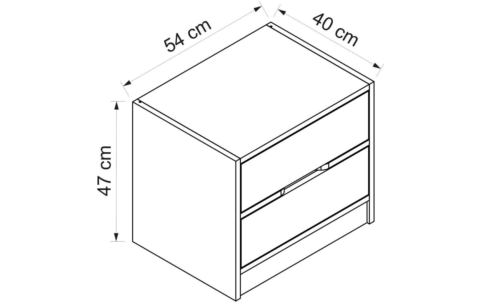 Nachttisch Elina 54 x 40 x 47 cm, Weiss/Braun<br>Nachtkommode