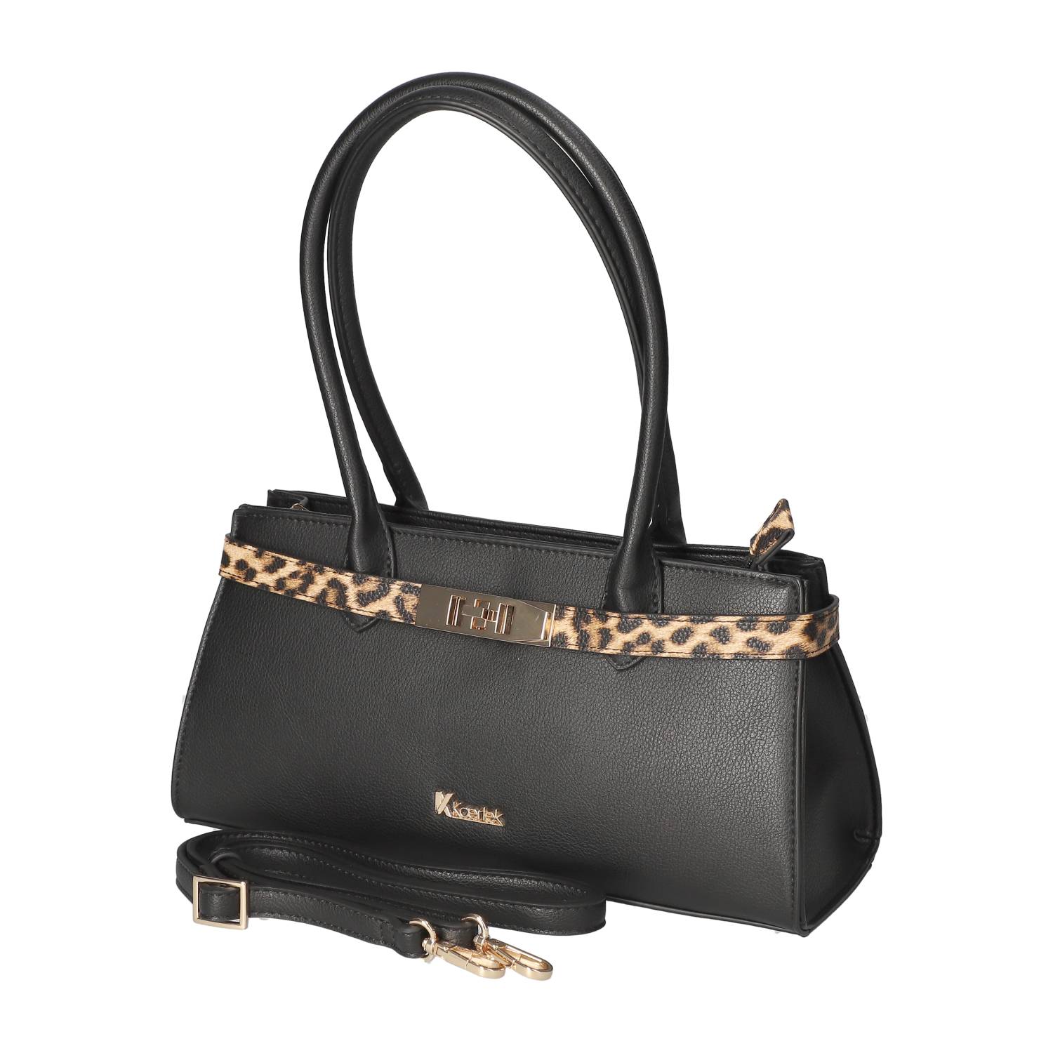 Kaerlek Schultertasche - schwarz/braun