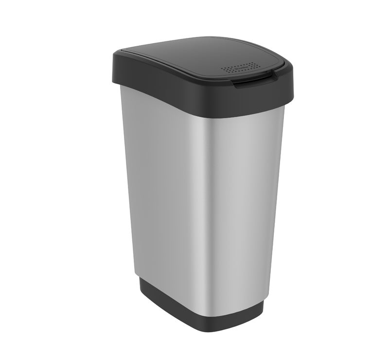 PROREGAL Classic afvalbak voor binnen, 25 liter, HxBxD 47,6 x 25 x 33 cm, kunststof, zilverzwart