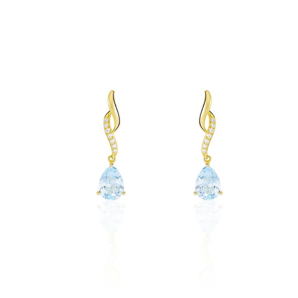 Boucles D'oreilles Pendantes Or Jaune Assaf Topaze
