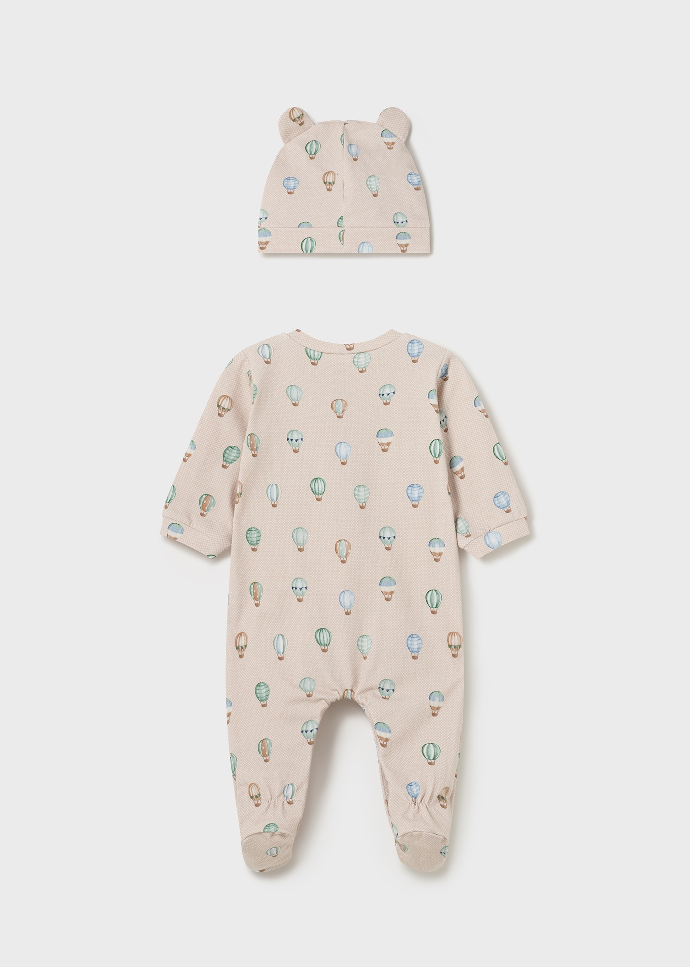 Macacão comprido Better Cotton com gorro para recém-nascidos Sky