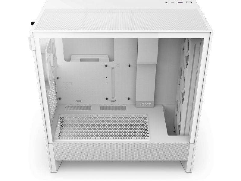 NZXT PC-Gehäuse H5 Flow RGB Weiss Kompaktes Mid-Tower-Gehäuse mit Seitenfenster und RGB-Lüftern