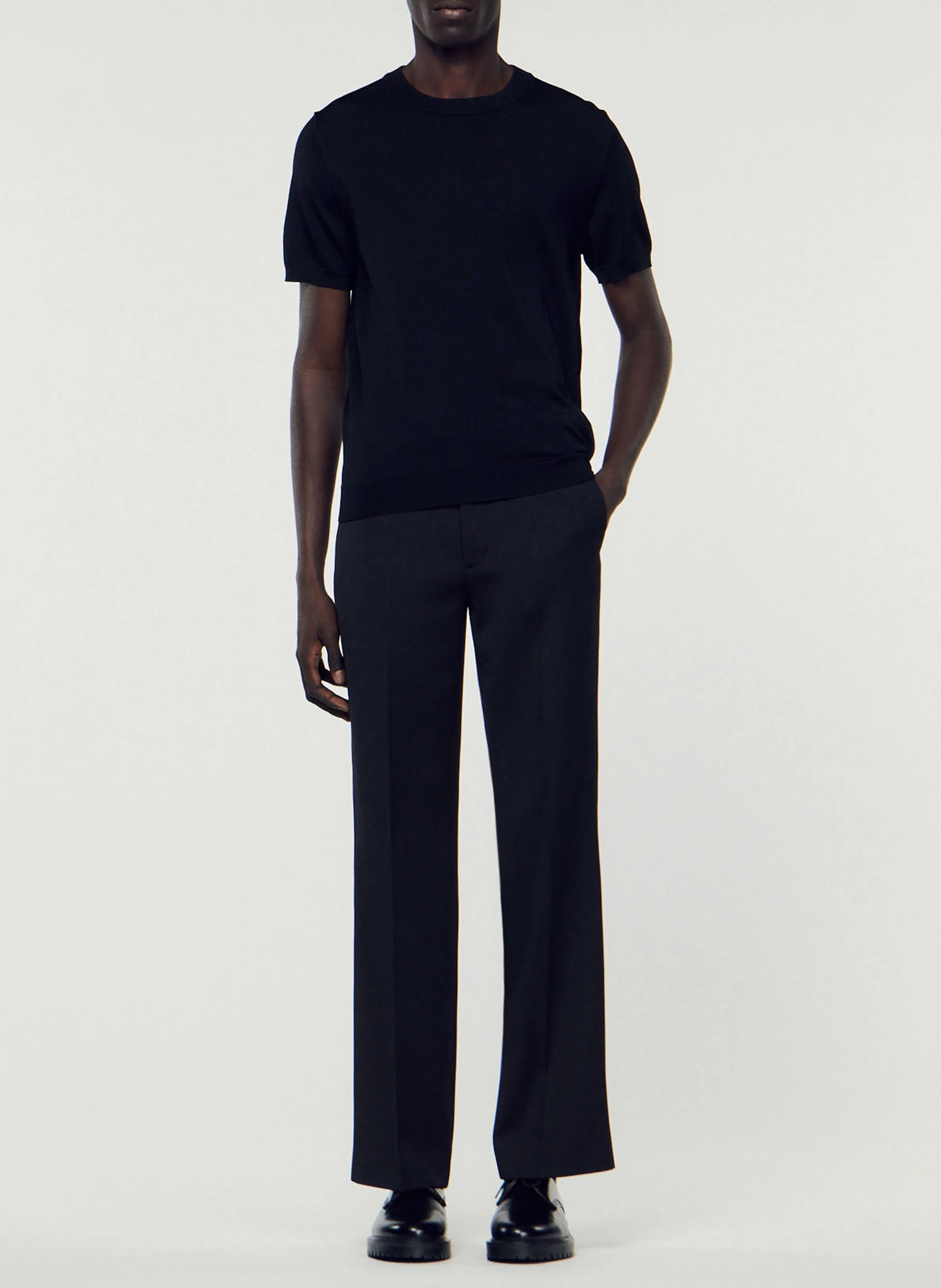 Tee-shirt col rond regular fit| Noir