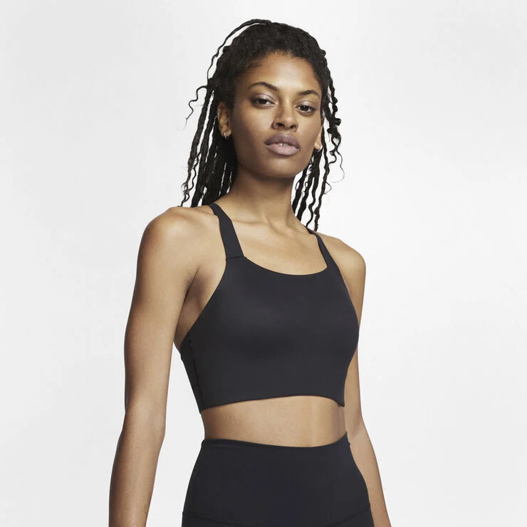 Nike Swoosh Luxe Medium Support Padded Sports Bh Sort