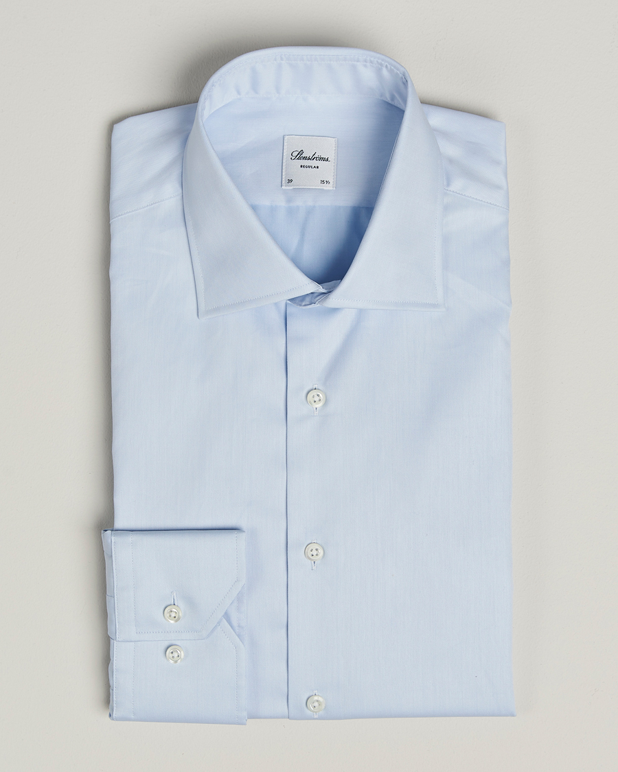 Stenströms Regular Fit Cotton Twill Shirt Blue