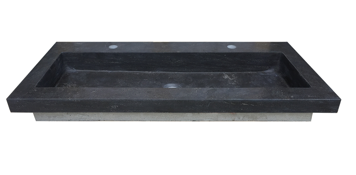 Mueller Viggo hardstenen meubelwastafel 120x46cm met 2 kraangaten