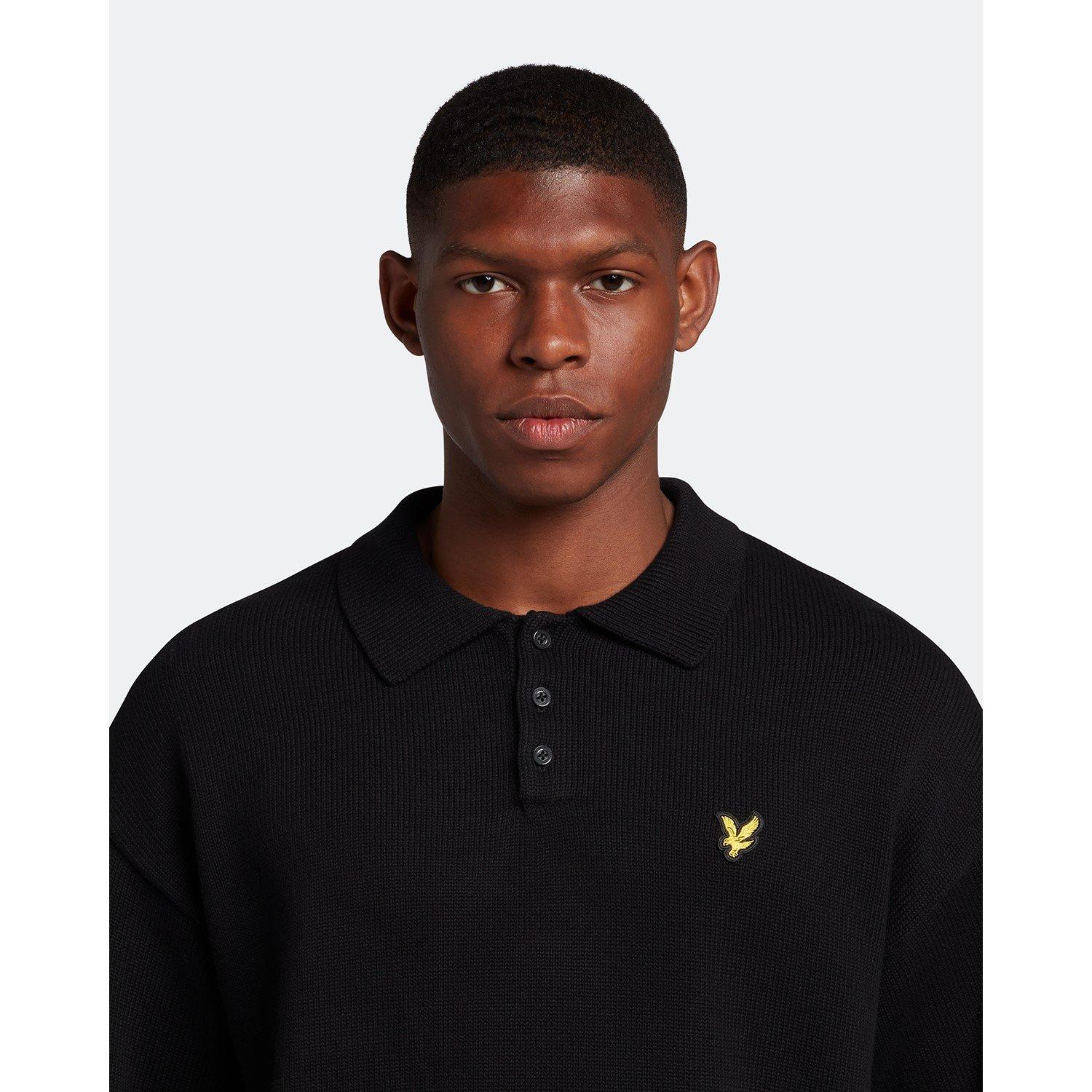 Lyle and Scott Blouson Long Sleeve Knitted Polo Shirt