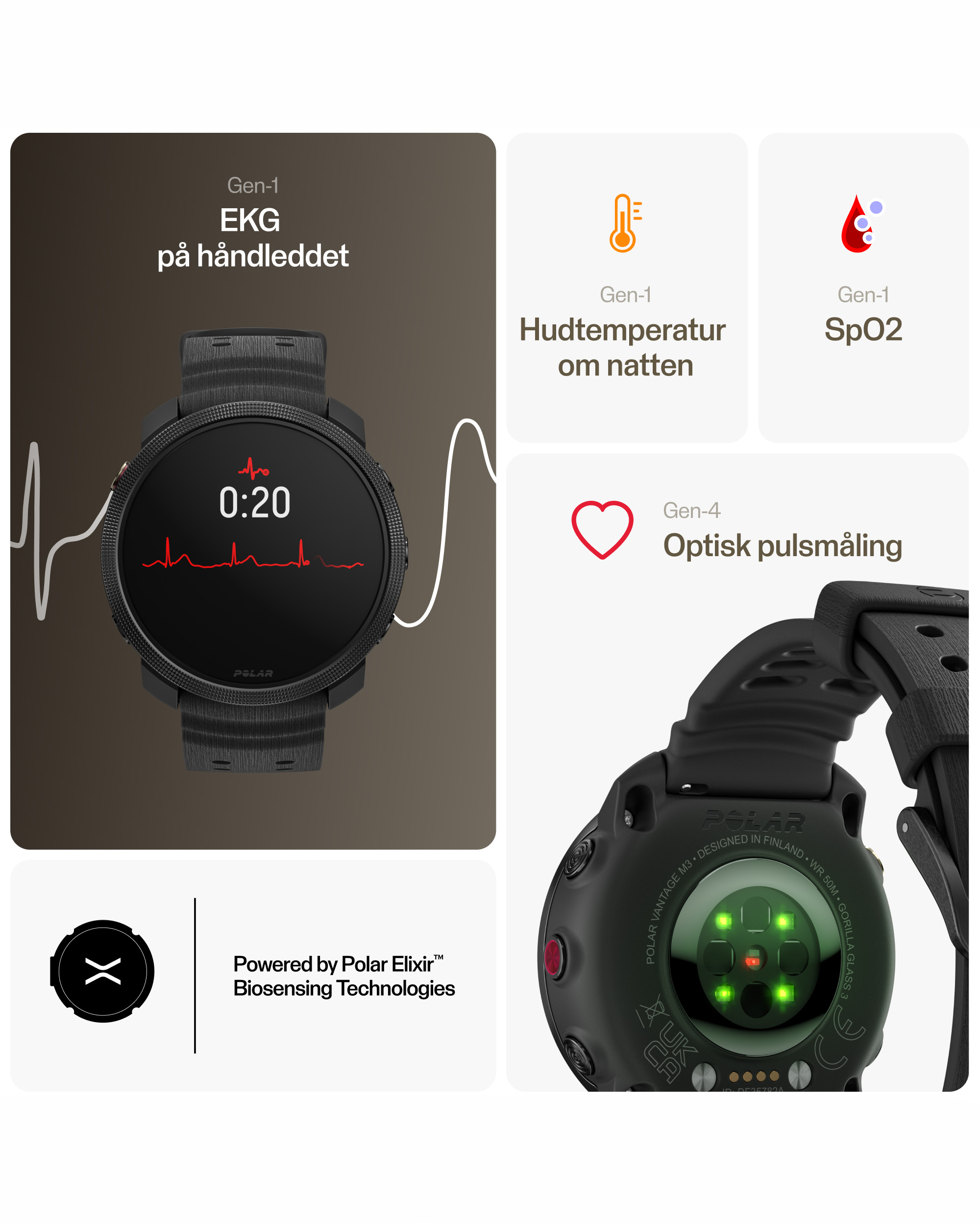 Polar Vantage Treningsklokke M3 Svart S-L