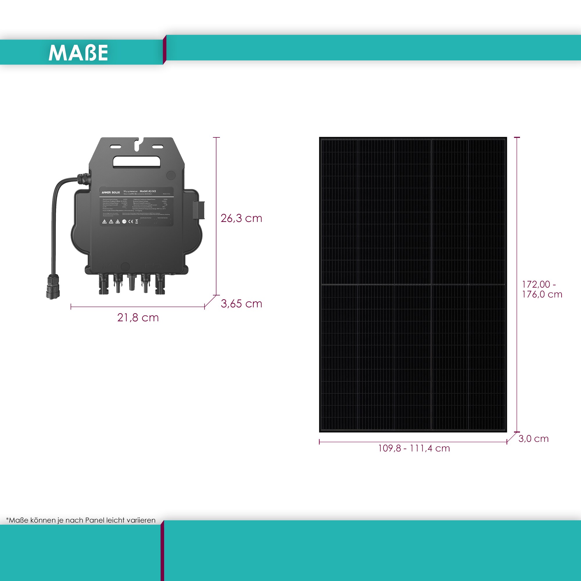 VALE BALKONKRAFTWERK MiniPV 800-MI80-V, 880Wp, Bifacial Full Black