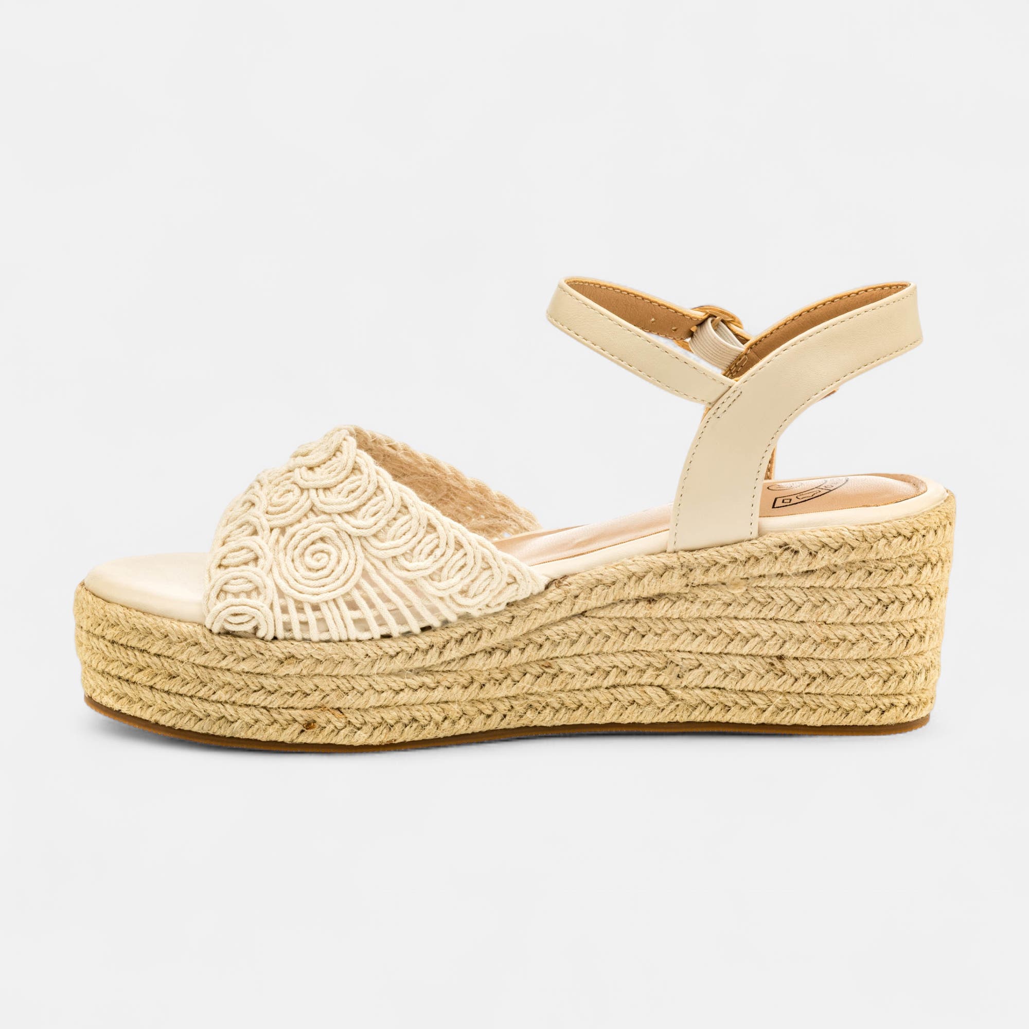Espadrilles à talon compensé Femme beige