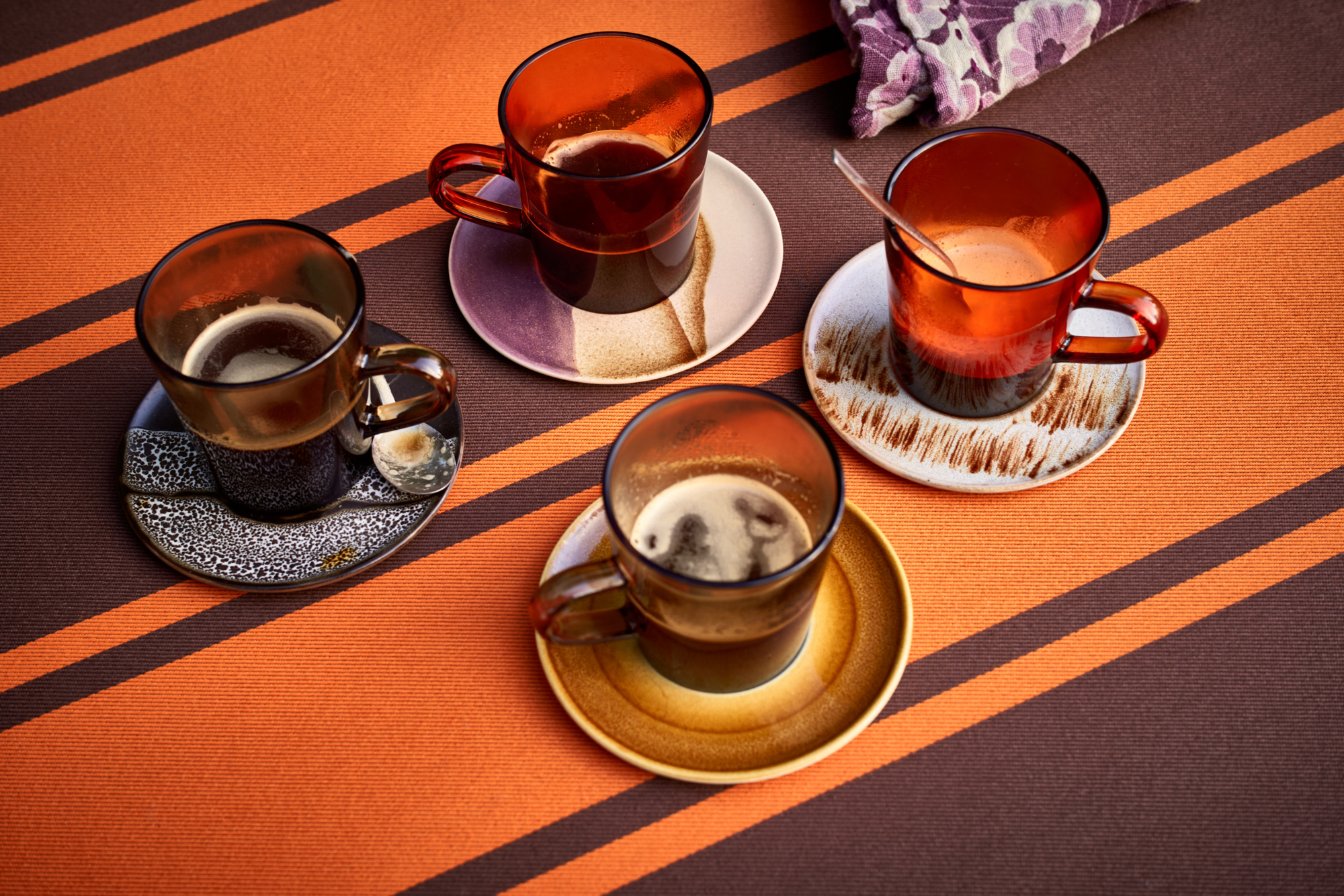 Servies 70's Ceramics saucers Big Sur
