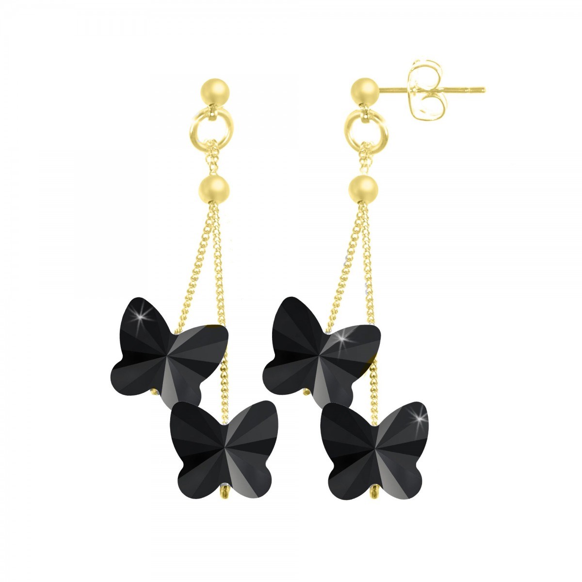 Boucles d'oreilles papillons ornées de cristaux scintillants par SC Bohème