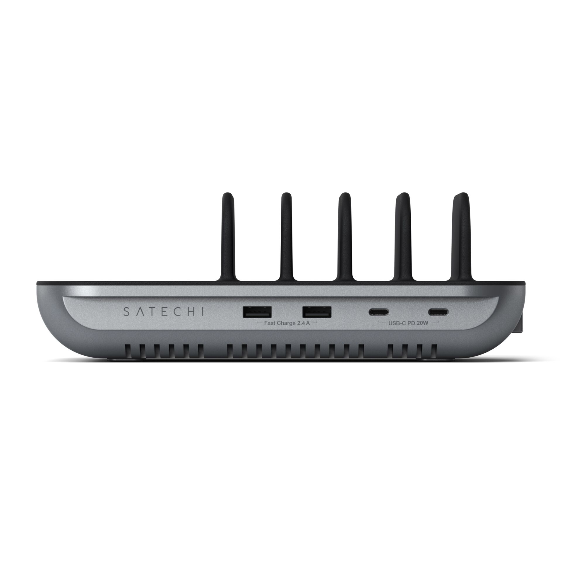 (70W) Qi Wireless Ladepad   4-fach USB Multi-Dockingstation Ladestation Halterung (ST-WCS5PM-EU) - Space Gray