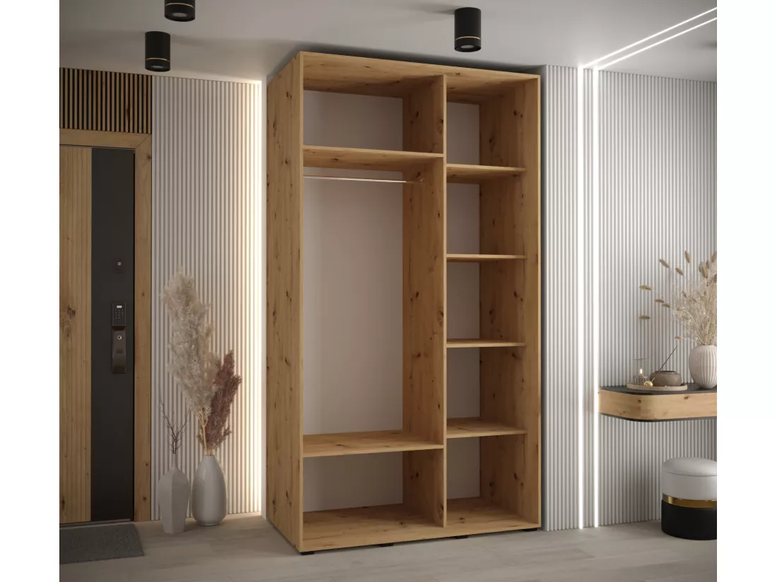 ARMOIRE DAVOS 5 À PORTES COULISSANTES 235,2/130/60 2 portes (Artisan/Artisan/Argent)