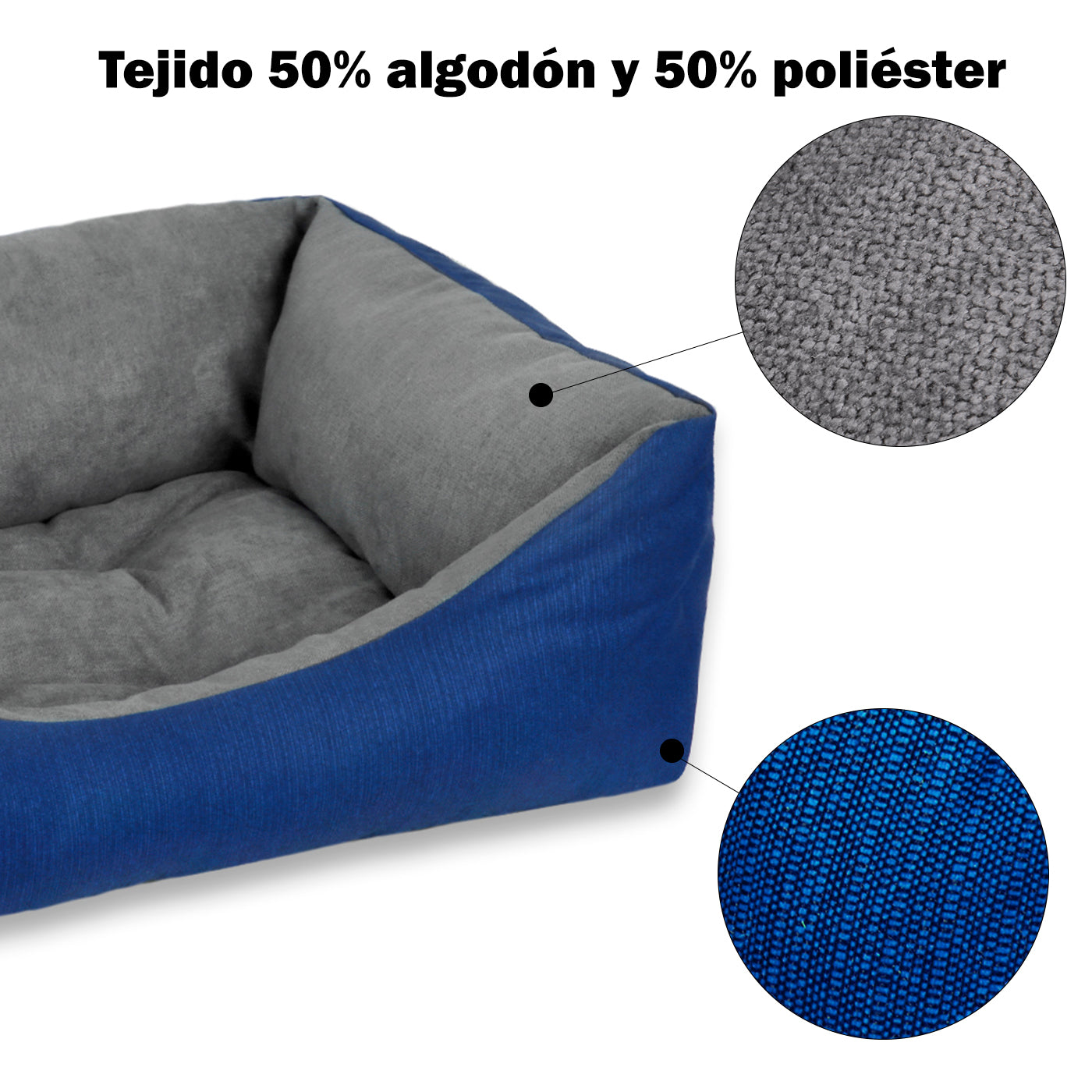 Cama para cães e gatos Home Mercury nas cores azul e cinza.