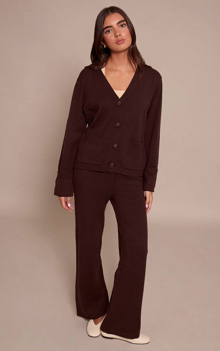 Chocolat Pantalon Large En Maille
