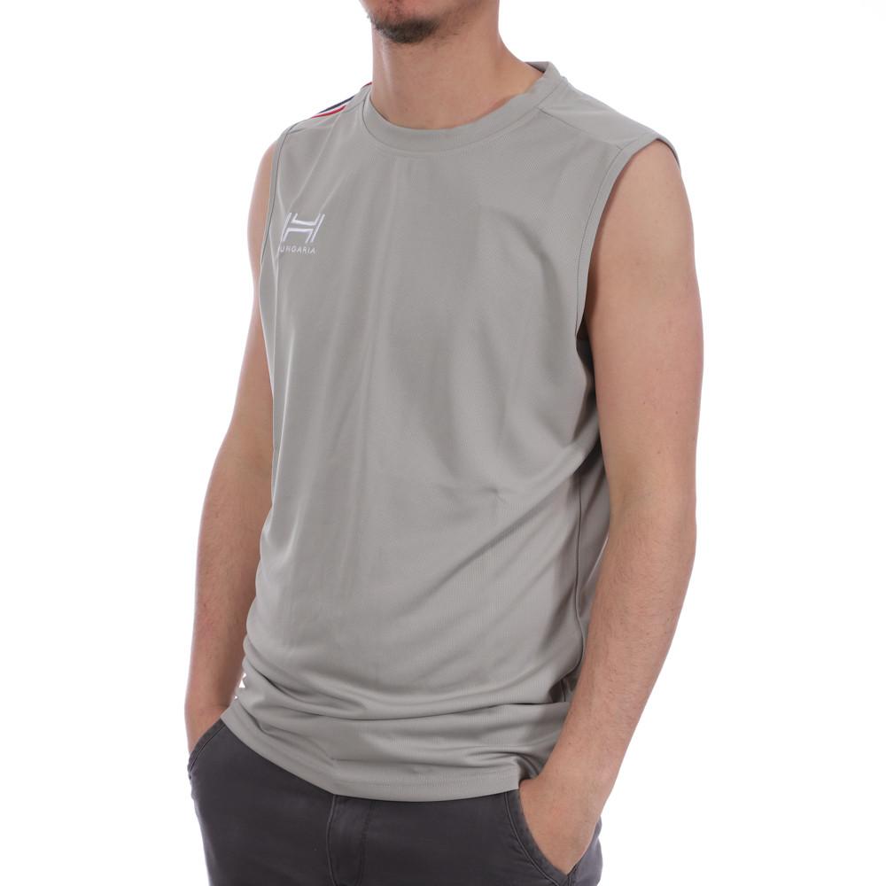 Hungaria Débardeur Gris aux Bandes Rouges Homme Hungaria Training Pro Sleveless