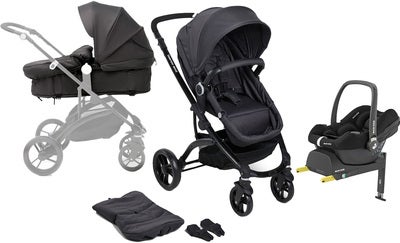 Beemoo Move 2-in-1 Kombivogn inkl. Maxi-Cosi CabrioFix i-Size Babybilstol & Base, Asphalt