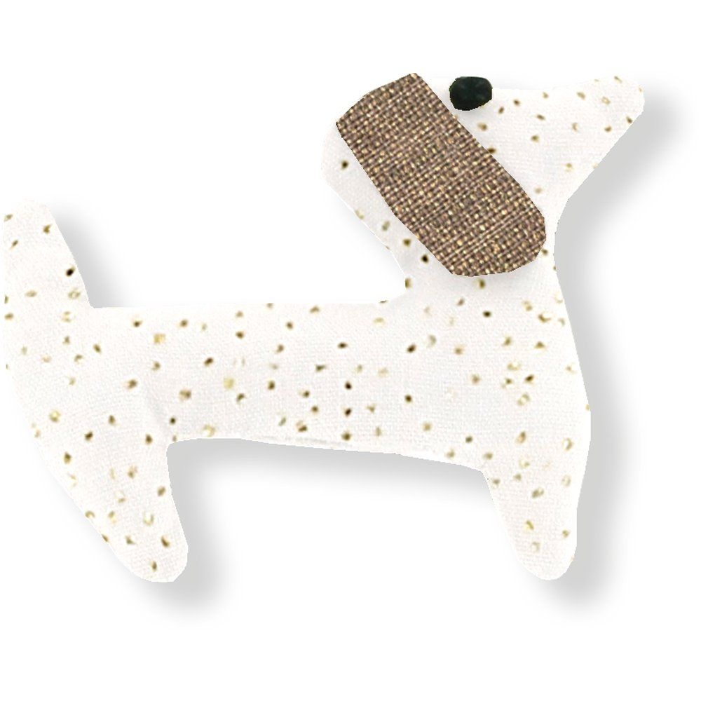 Barrette Basset Blanc Pailleté
