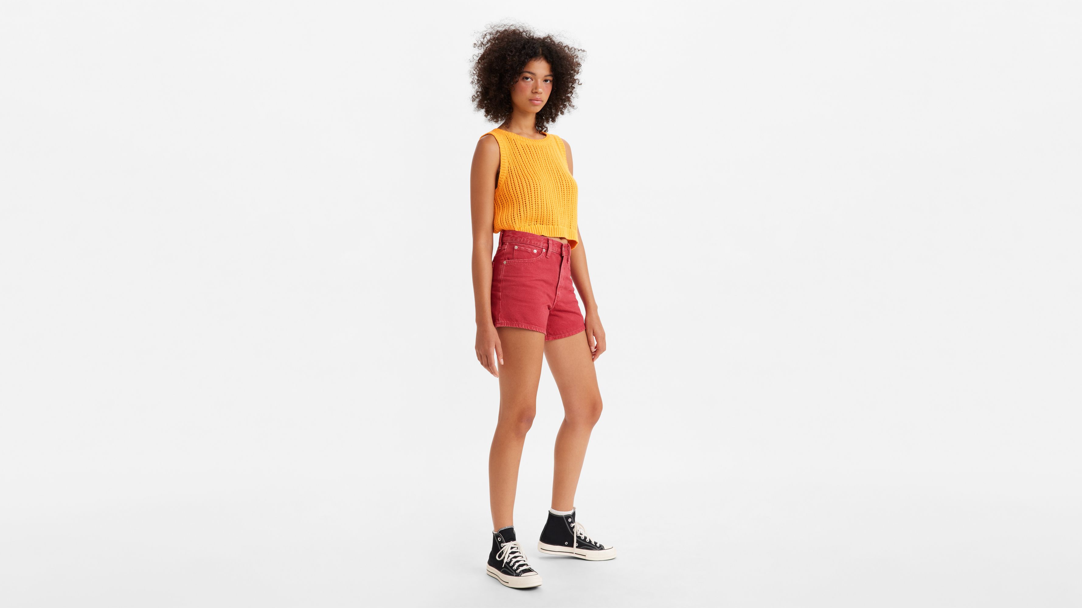 Short Mom ’80 - Red Garment Dye - Rouge