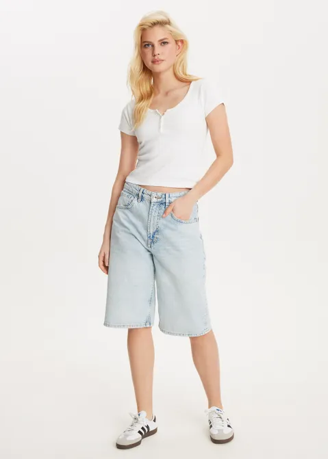 T-shirt met knoopjes wit (WIT)