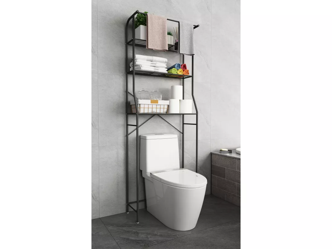 VCM Meuble de salle de bains en métal Armoire de toilette Tubas EOL (noir)