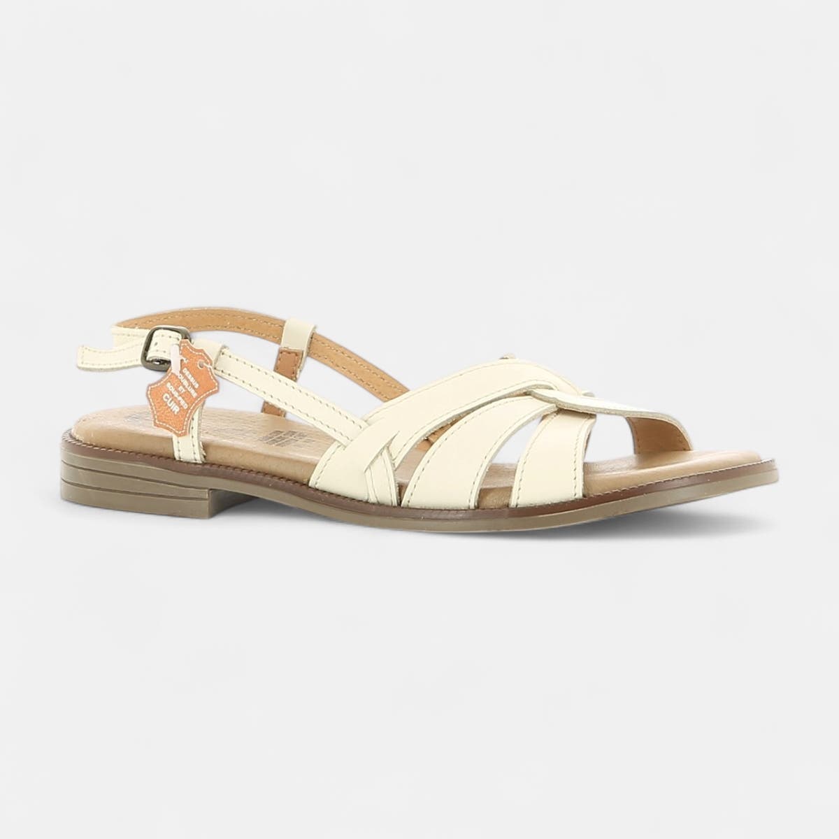 Nu-pieds Femme en cuir beige