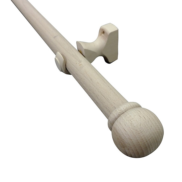 Kit de tringle à rideau GoodHome embout boule 200 cm, Ø28mm naturel blanc