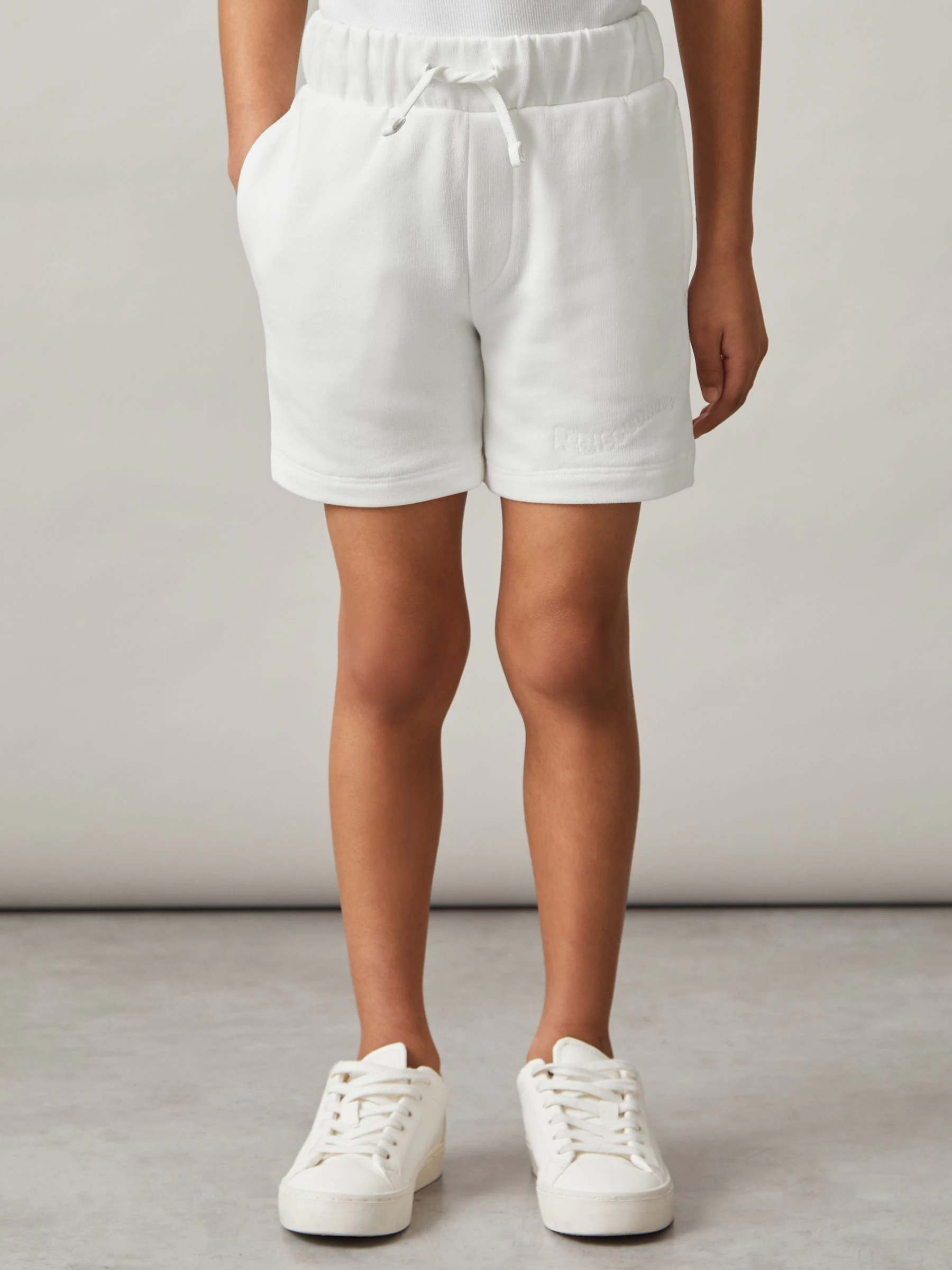 Off White - Reiss Perry Cotton Brand-Embroidered Shorts