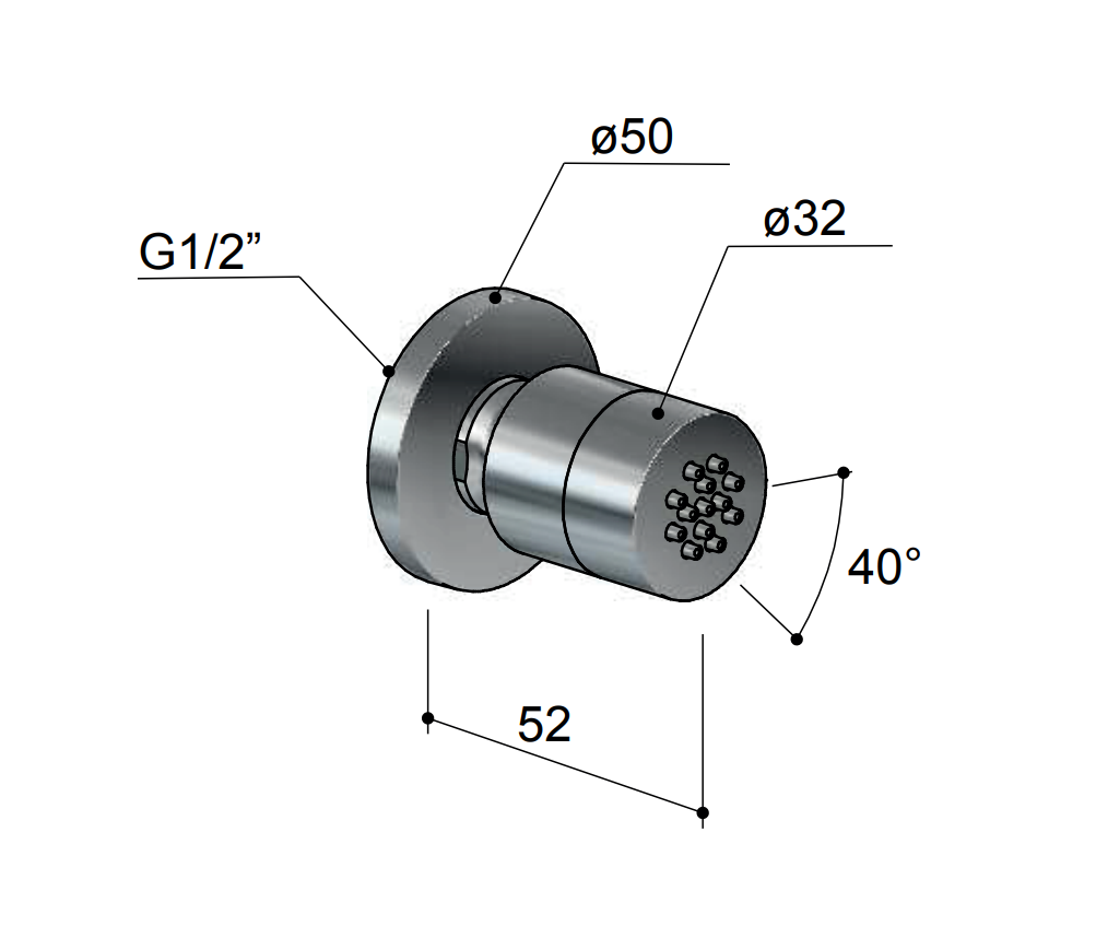 Hotbath Mate M122 bodyjet rond chroom