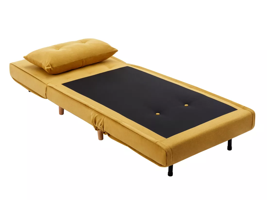 Fauteuil convertible en tissu jaune moutarde URIBIA