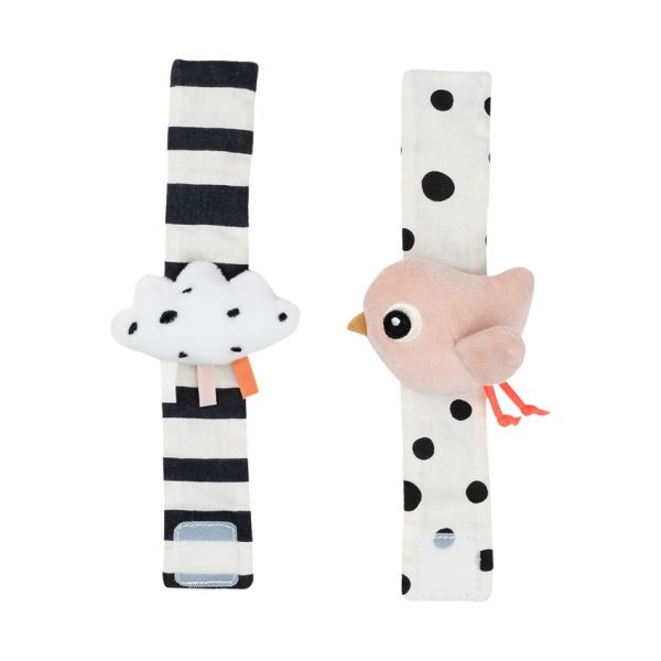 Done by Deer Happy Clouds Polsrammelaar – Set van 2 stuks - Poederroze