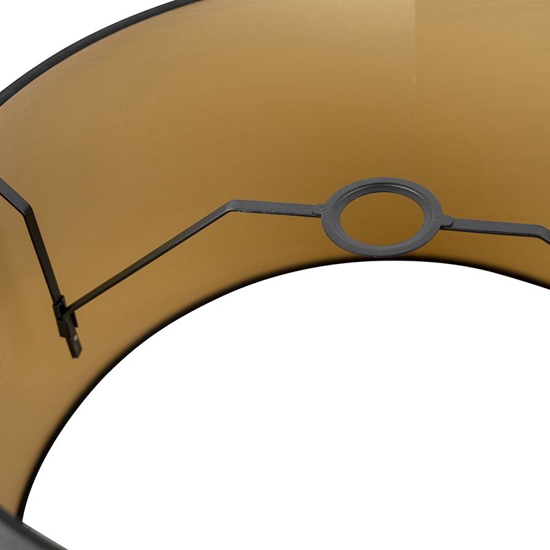 Katoenen lampenkap zwart 45/50/28 met gouden binnenkant