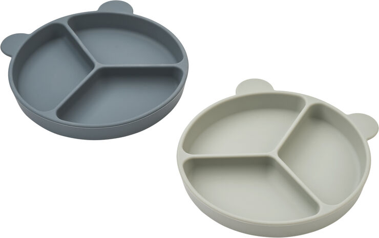 Liewood Stacy Divider Suction Plate 2-Pack Whale blue / dove blue