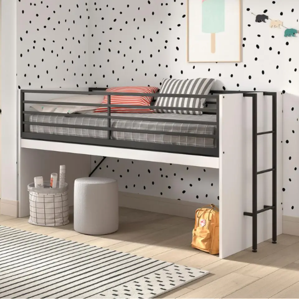 Halfhoogslaper Sammie 90x200cm - met bureau - wit