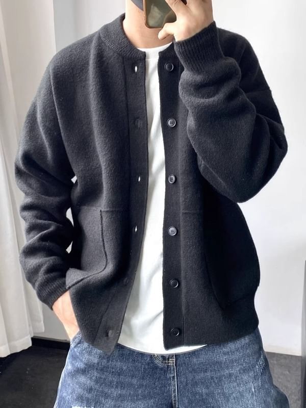 GRAYCIOUS - Effen vest met ronde hals en knoopjes