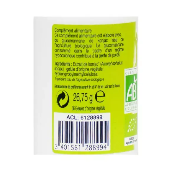 Biotechnie Ligne 3K Konjac Orgânico 36 cápsulas