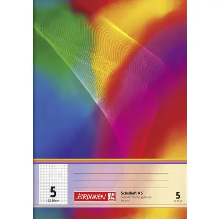 BRUNNEN Schulheft A5, kariert, Lineatur 5, 32 Blatt